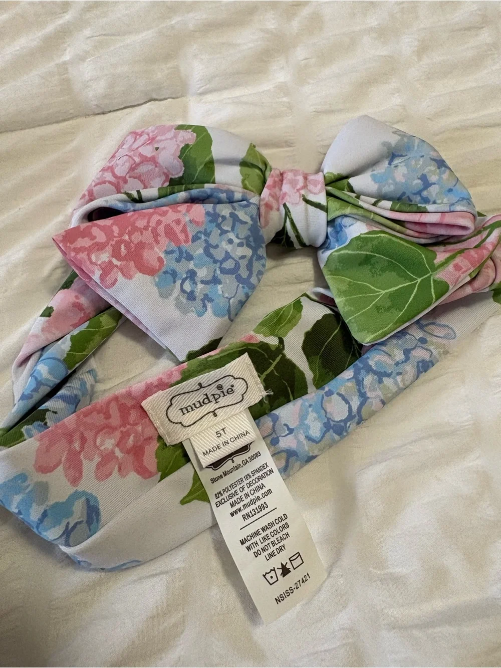 Mud Pie REVERSIBLE Girls Floral Hydrangea Tankini Set with Matching BOW